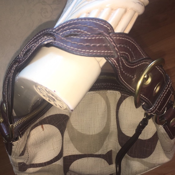 Coach canvas bag in brown and cream - Picture 3 of 4