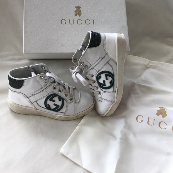 Gucci Shoes Boys Crocodile Green White High Top Sneakers Poshmark