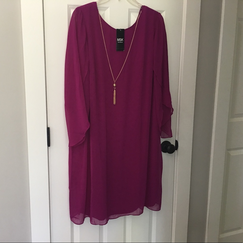Fucia sheer dress with attached necklace