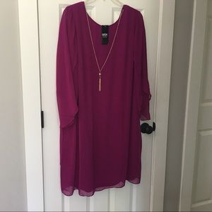 Fucia sheer dress with attached necklace