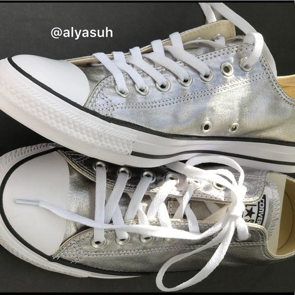 Converse Adult Vulc Metallic  Silver W AUTHENTIC - Picture 6 of 8