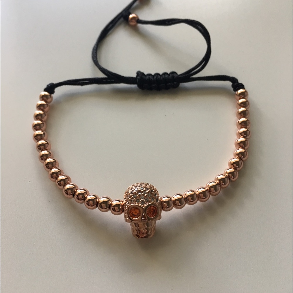 Men's rose gold skull bracelet