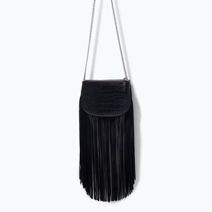 Zara Fringe Crocodile Crossbody Bag