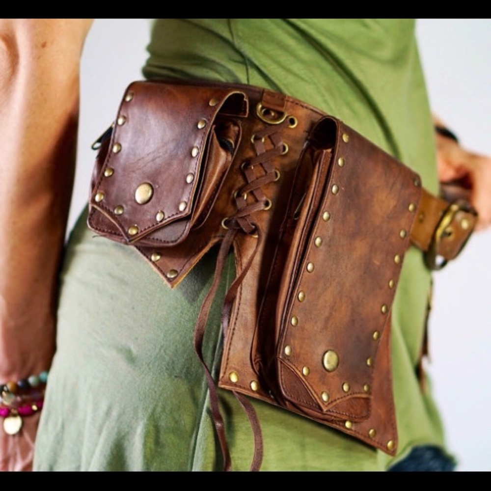 Genuine Brown Leather Festival Utility Belt