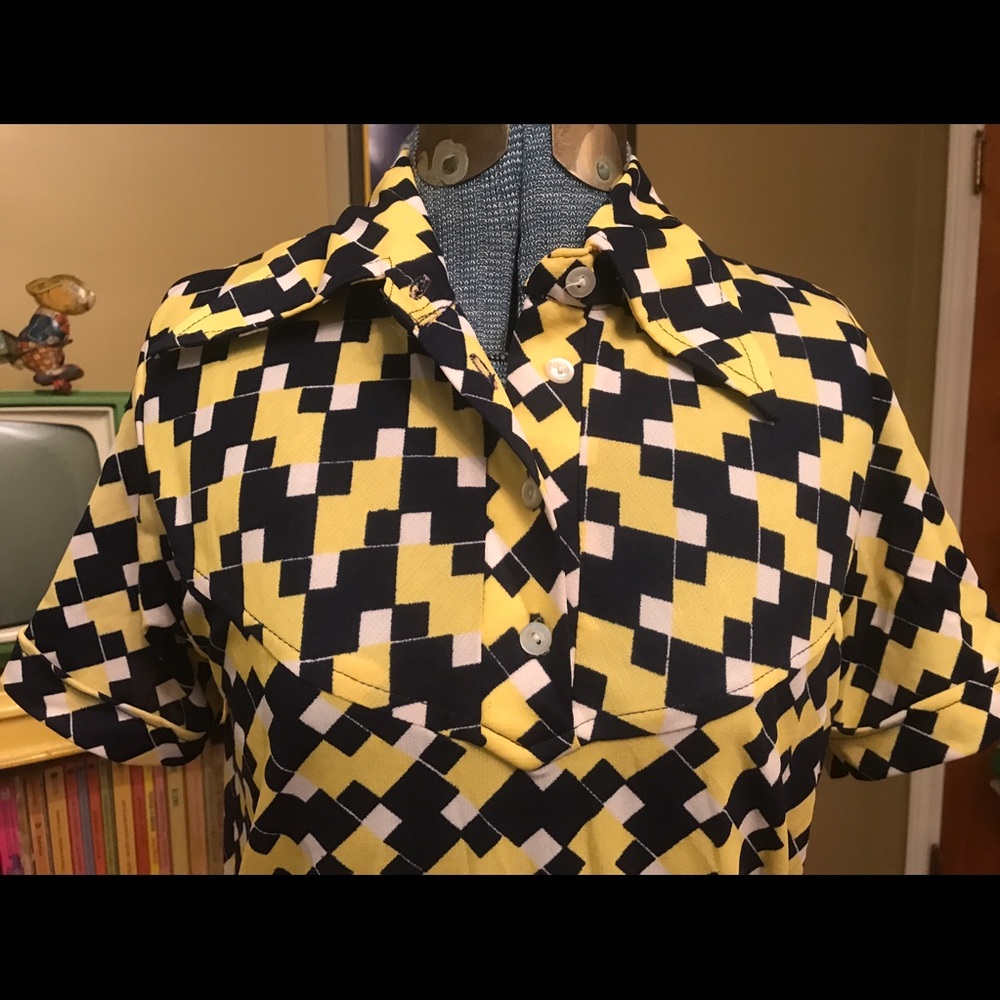 Vintage Retro 70's Geometric Bodysuit Shirt