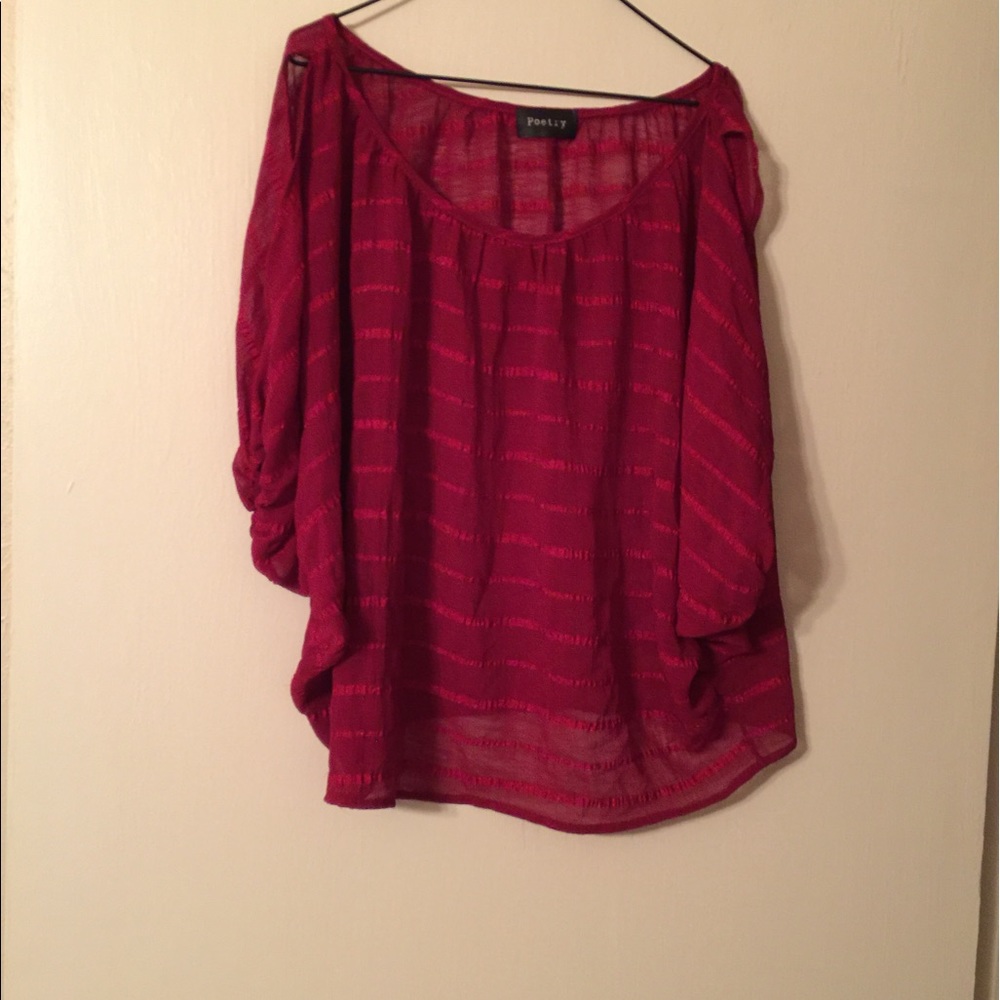 Poshmark Burgundy Sheer Shirt...