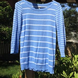 J. Crew blue and white striped boat neck sweater