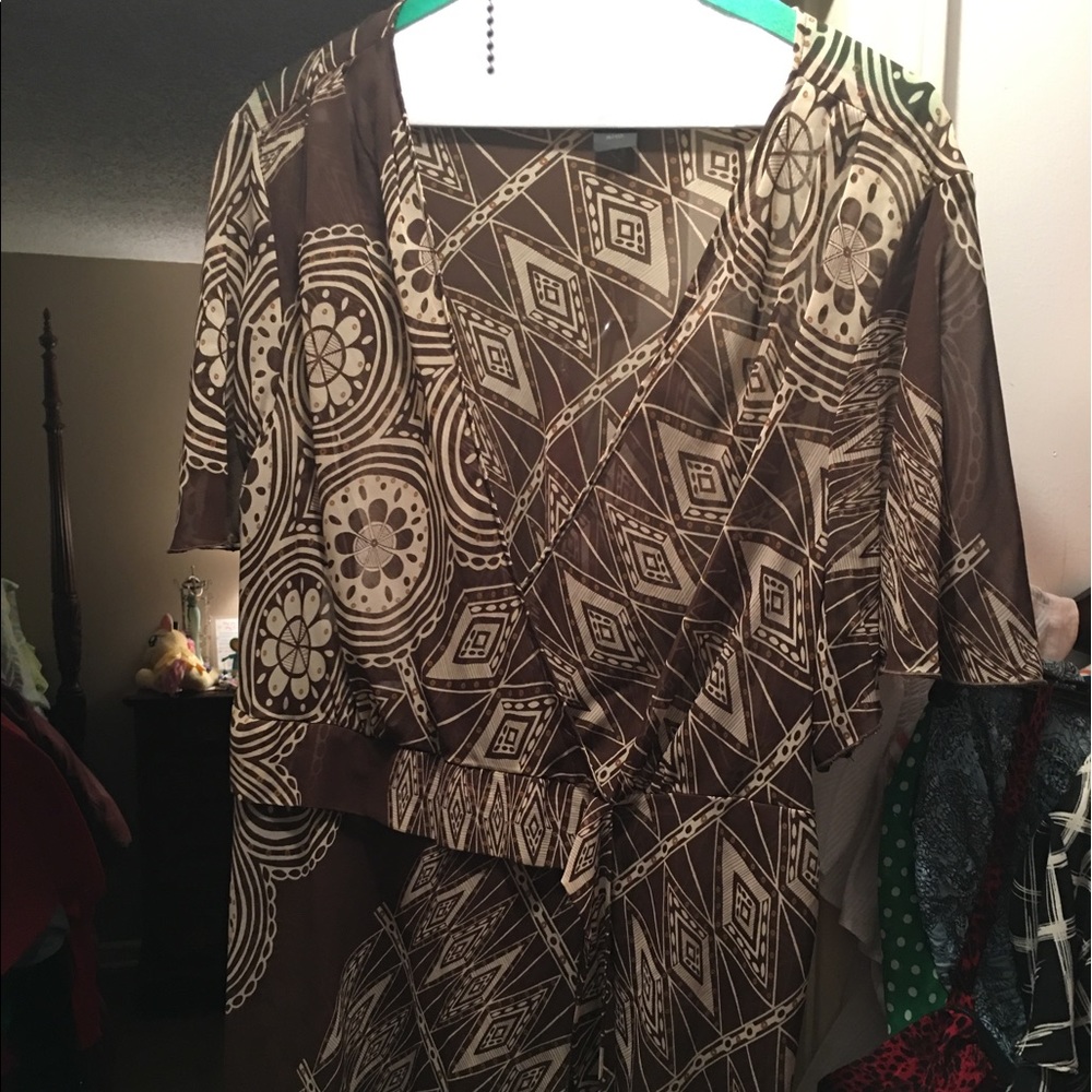 Brown & cream wrap shirt