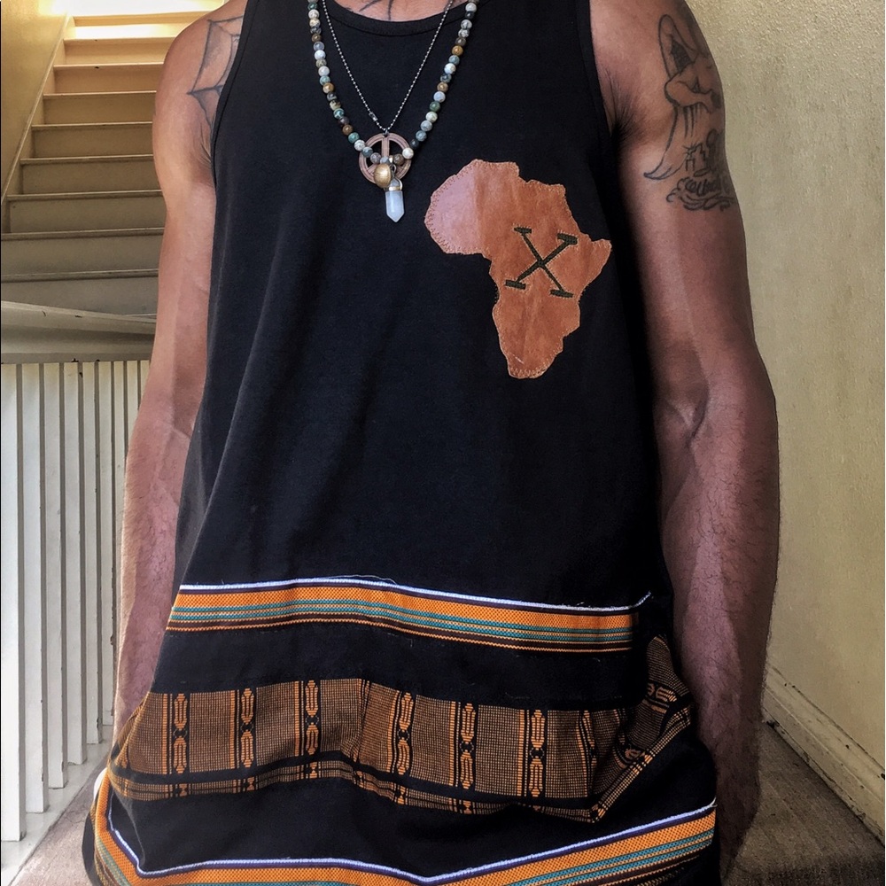 Black African Print Tank top