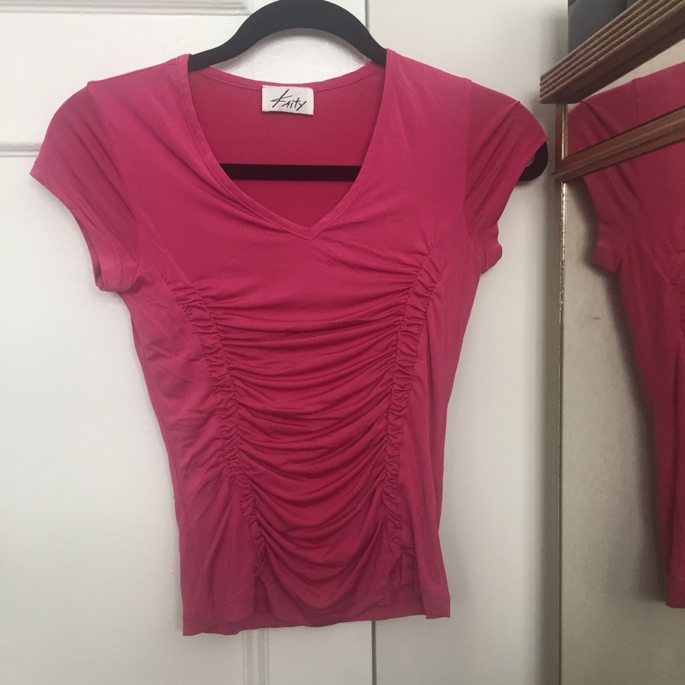 Stretchy Pink V-Neck Top