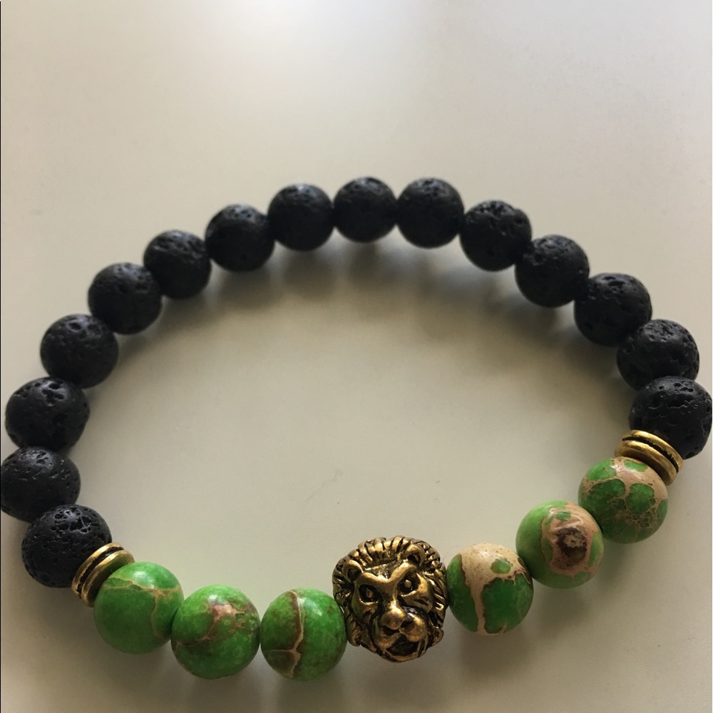 Beaded lava stone bracelet
