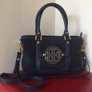 Navy suede Tory Burch Amanda Satchel