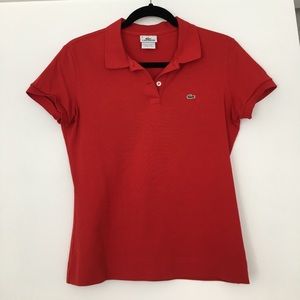 Lasoste two button classic fit Ladies polo red