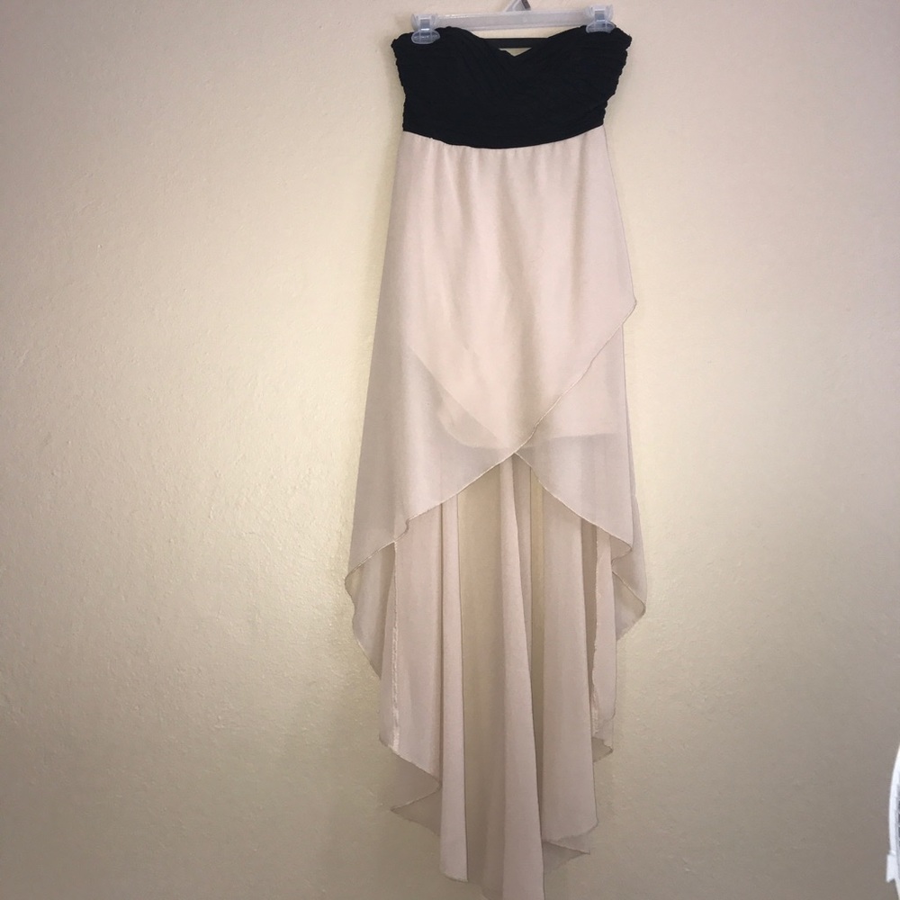 Black & Beige high low dress