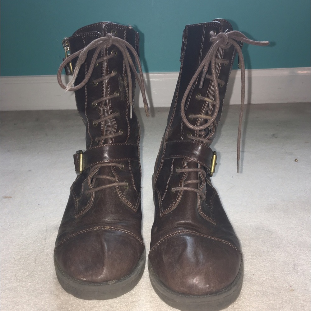 Dark brown combat boots