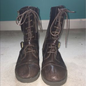 Dark brown combat boots