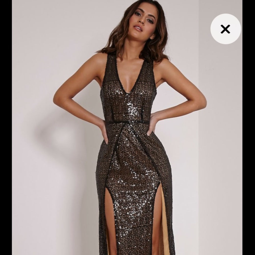 NWT Black Sequin Evening Gown