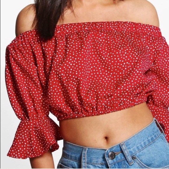 off shoulder polka dot crop top - Picture 2 of 3