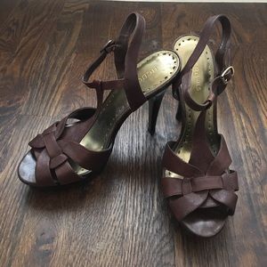 BCBG Brown Strappy Heels