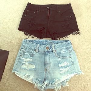 Ripped high-waisted shorts