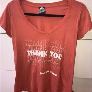 Orange v-neck graphic "thank you now go away" tee Orange v-neck graphic "thank you now go away" tee