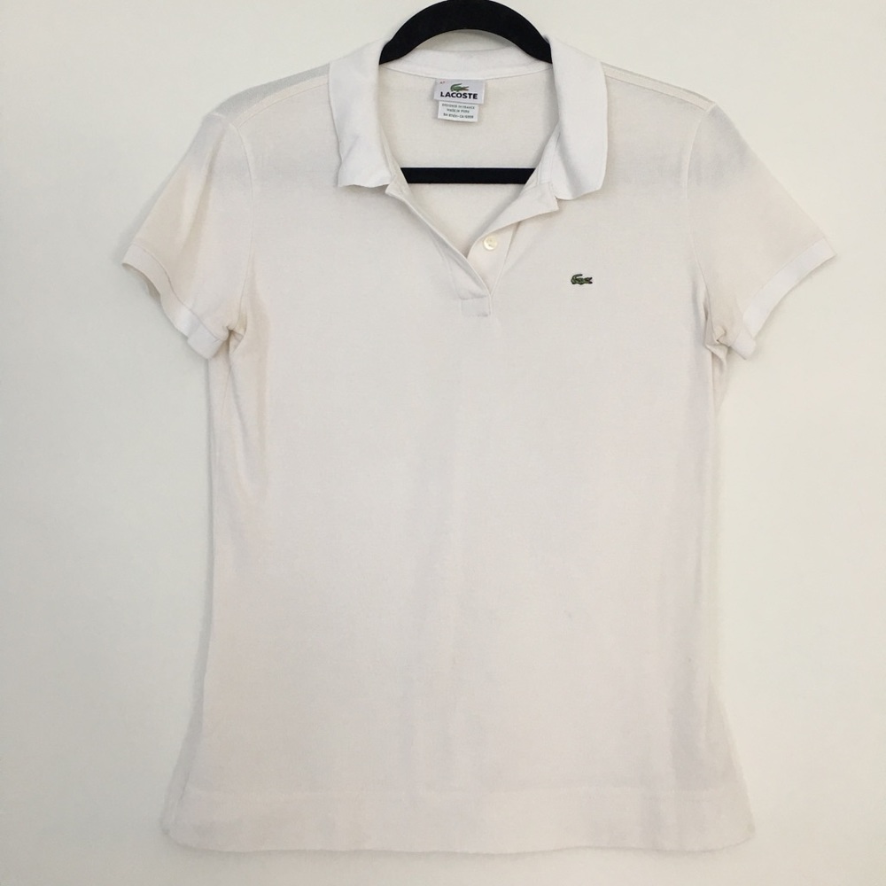 Lacoste two button classic fit ladies polo (white)