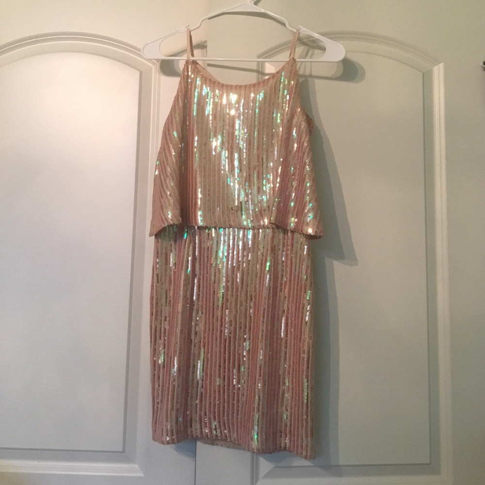Endless Rose Plisse Metallic Dress with Overlay