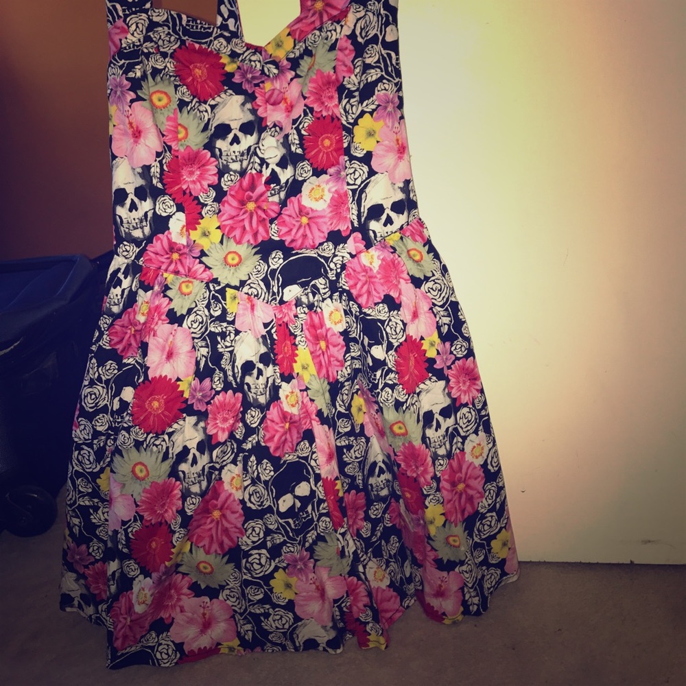 Floral skull mini dress