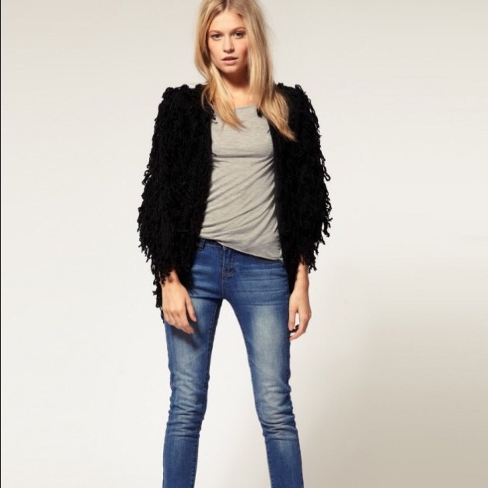 Mink pink black shaggy knit