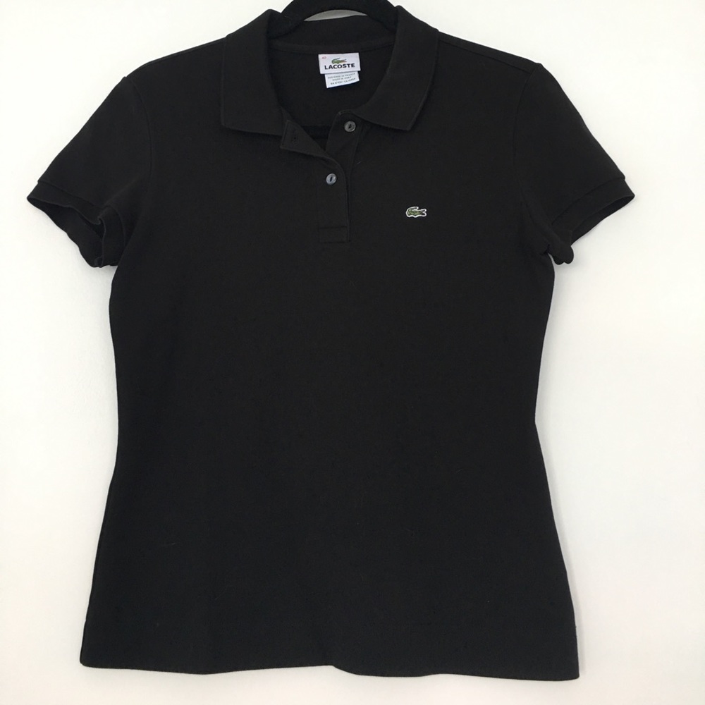 Lacoste two button classic fit ladies polo (black)