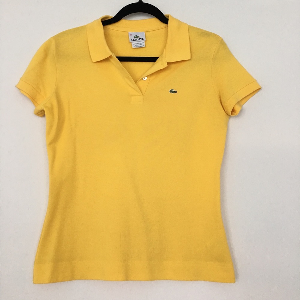 Lacoste two button classic fit ladies polo yellow