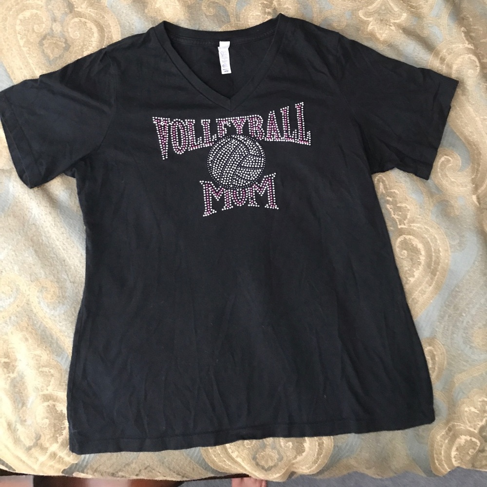 Black V-neck volleyball mom t shirt