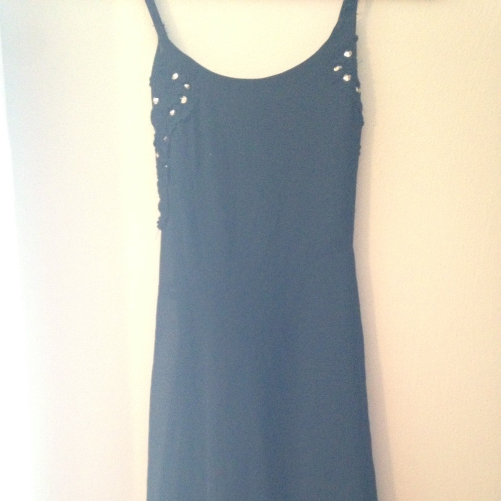 Black with gold detailing a-line dress