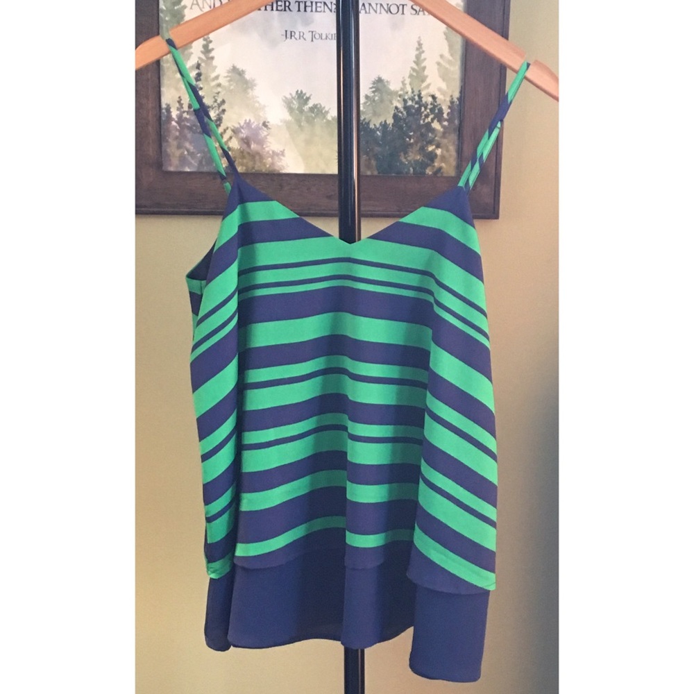 Green & blue float striped top size S