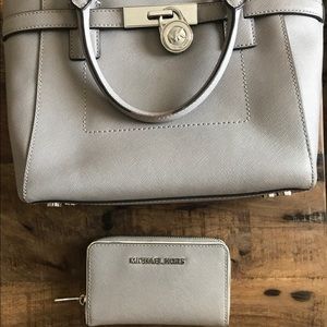 Michael Kors Gray hand bag + wallet