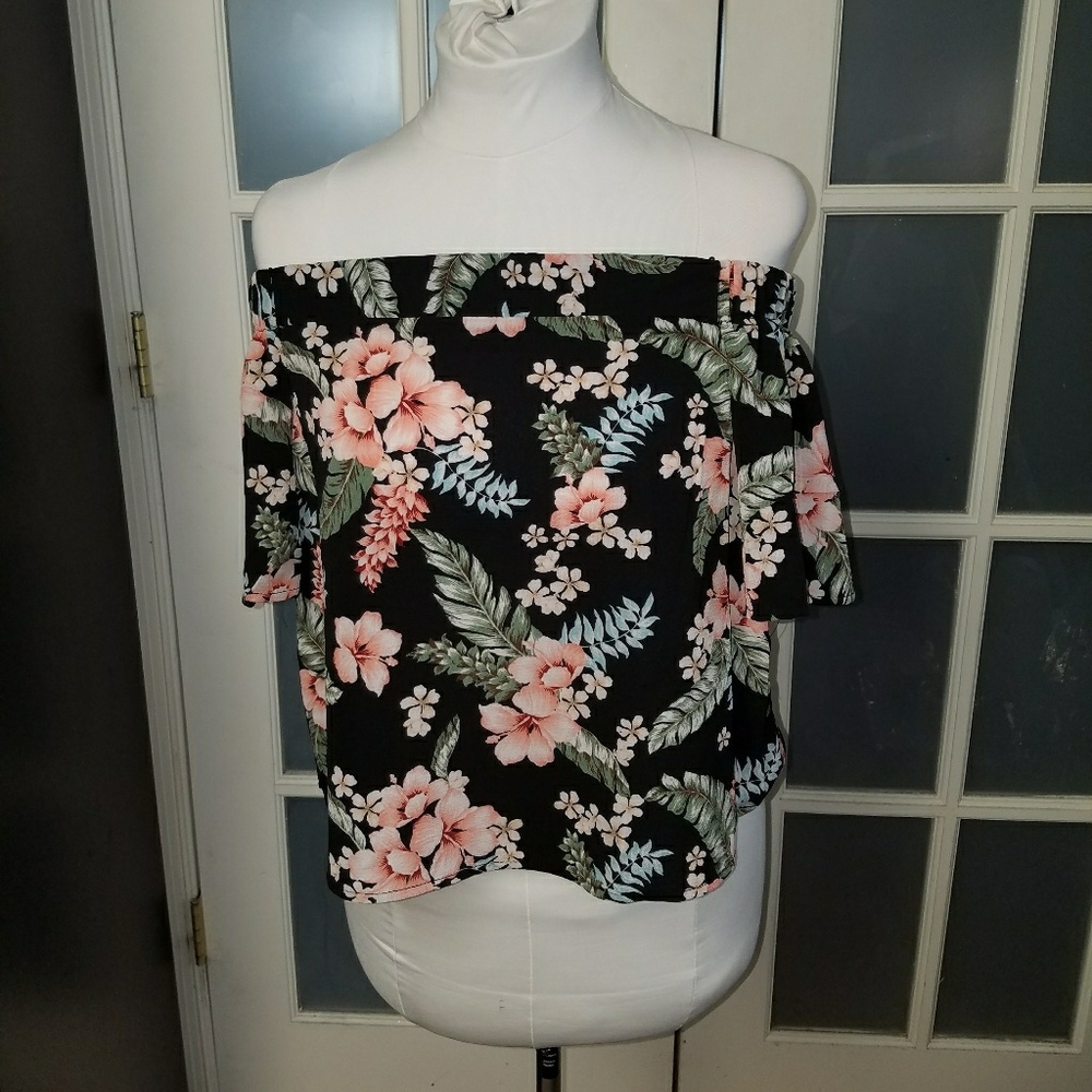 Off the shoulder, floral print top