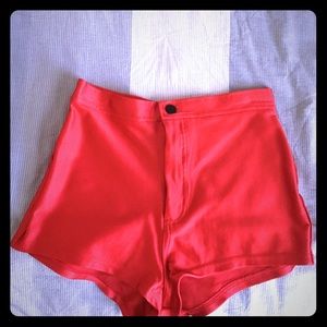 American Apparel red "hot shorts"