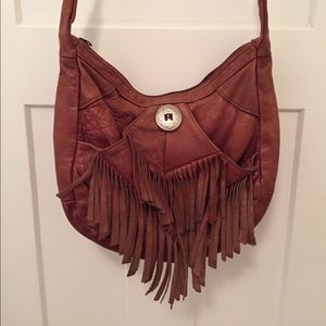 Vintage leather fringe hobo bag - Cleobella style
