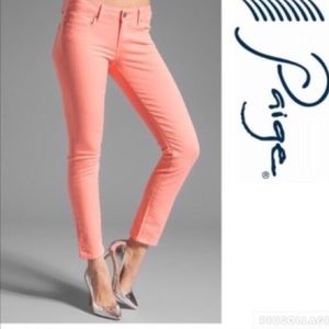 Paige Peg Skinny Coral Skinny Jeans