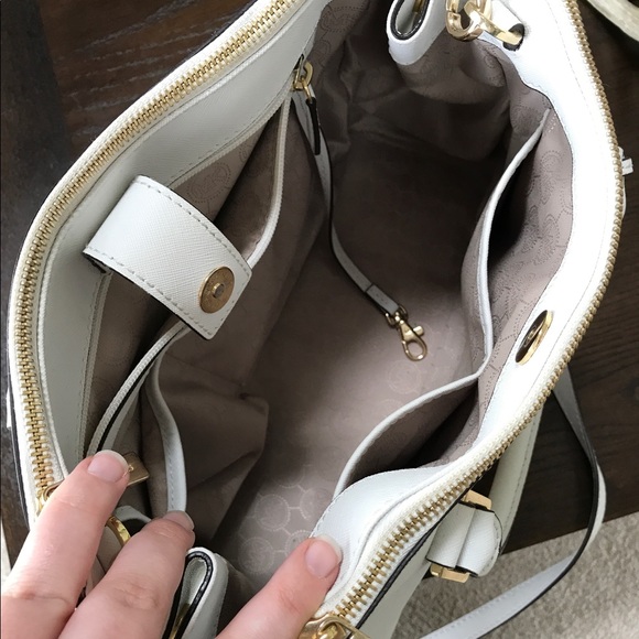 Michael Kors brown and white purse