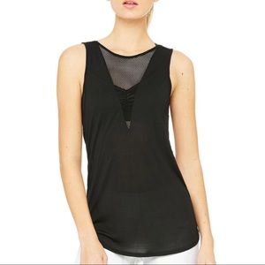 🆕 ALO Yoga Black Mesh Activewear Workout Tank NWT
