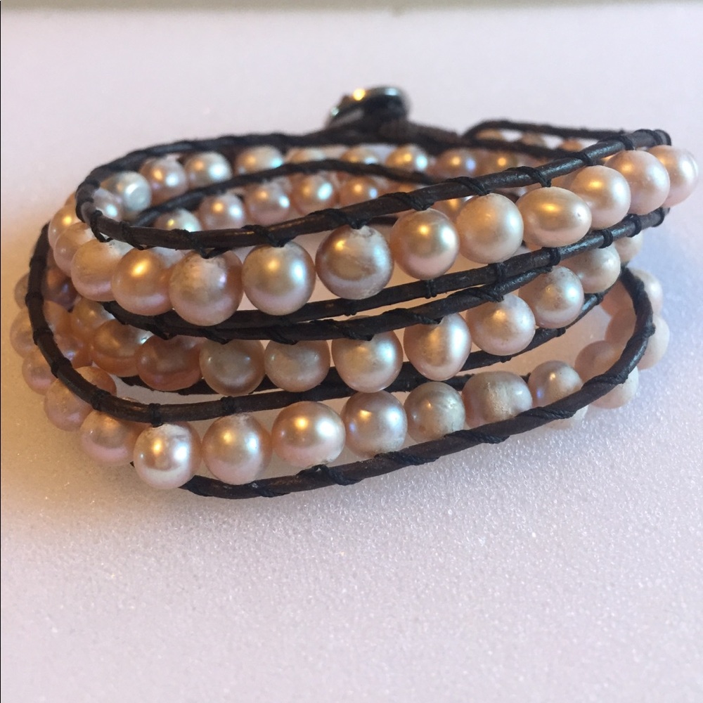 Blush Pink Pearl Wrap Bracelet