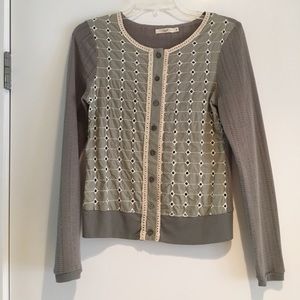 Hazel brand gray eyelet sweater Size Small