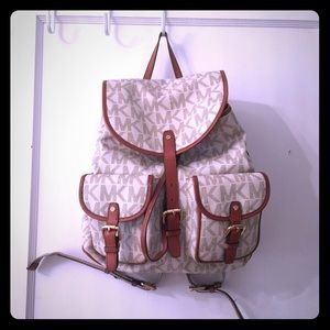 Michael Kors vanilla/white backpack book bag