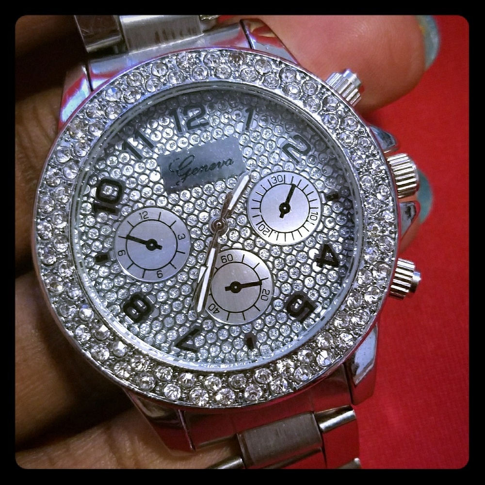 Big Face Geneva Crystal Watch