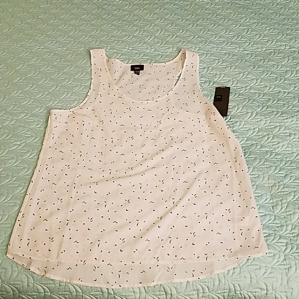 Mossimo White Tank w/ Small Black Bird Print NWT