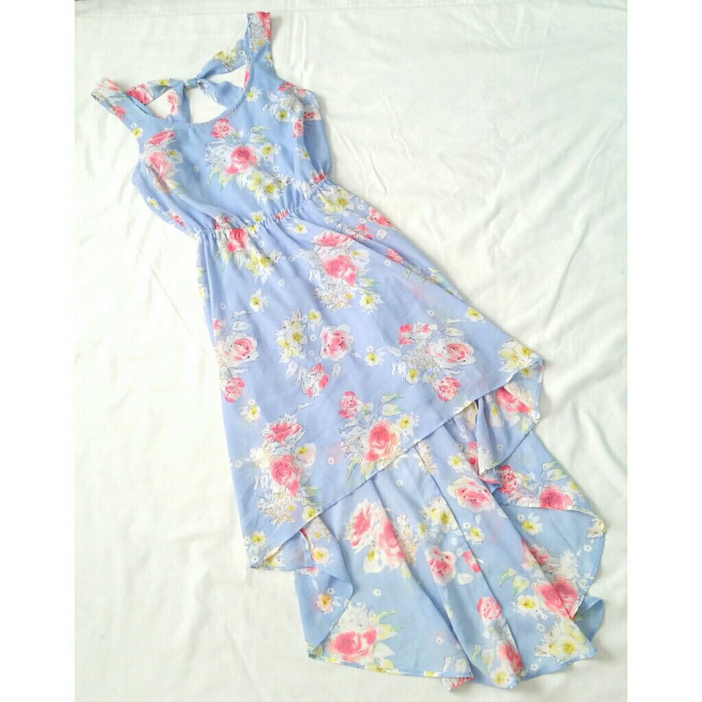 Candies Bright Pink Floral Blue Dress