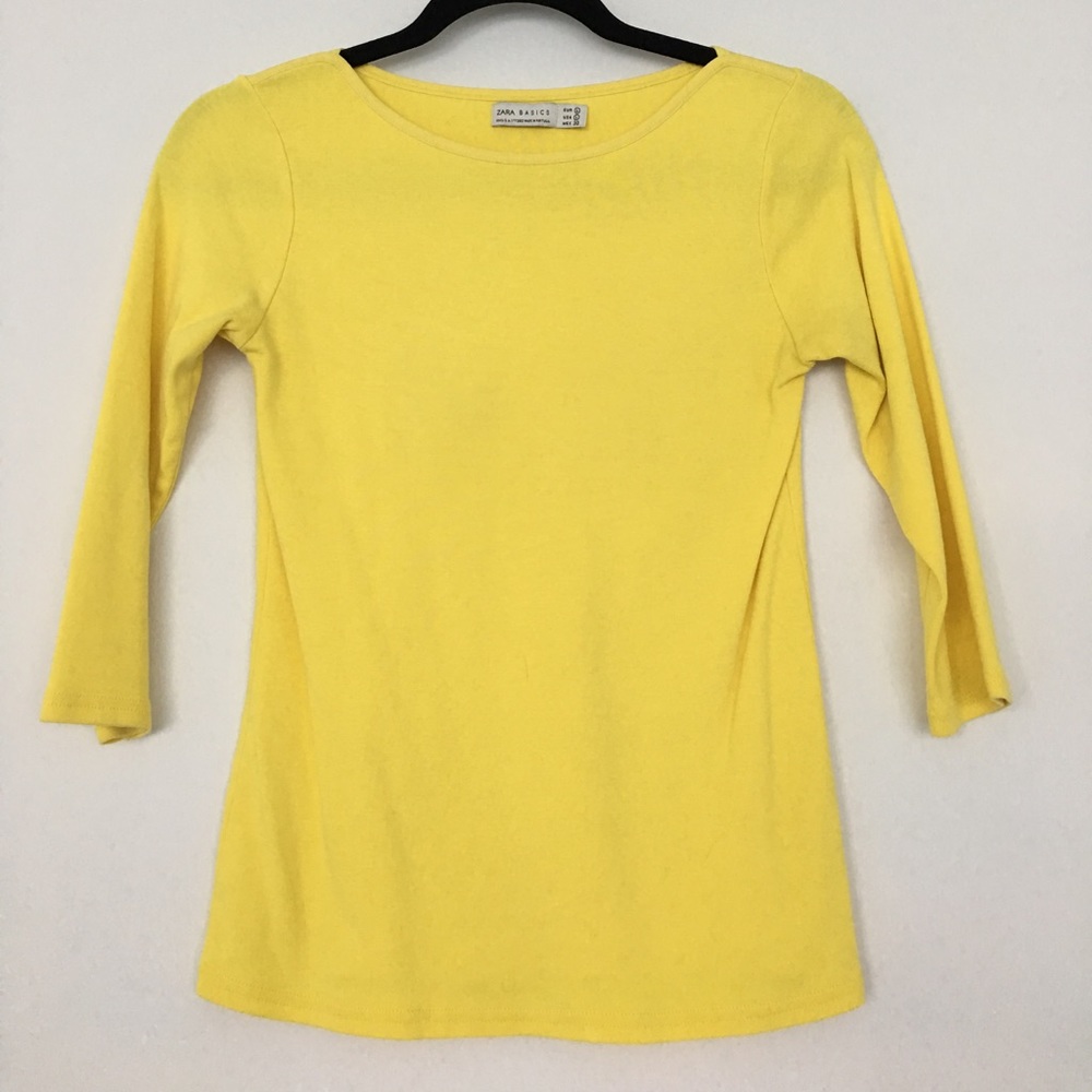 Zara basics yellow 3/4 sleeve shirt large