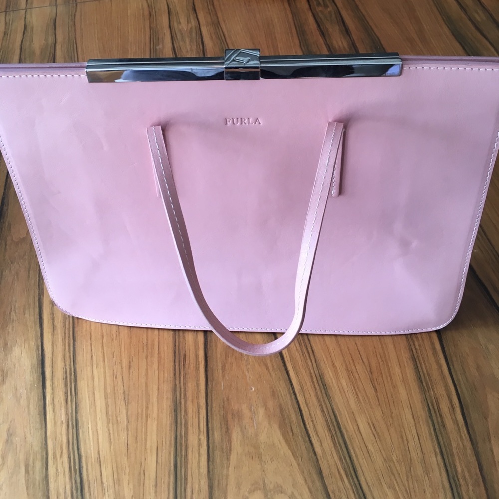 Furla Bag Pink Handbag Tote Purse Rose Leather