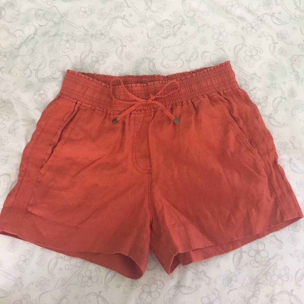 J crew Orange linen shorts